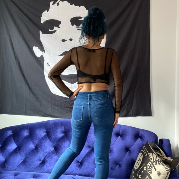 Dyed indigo high-waisted Topshop skinny jeans - Picture 3 of 6